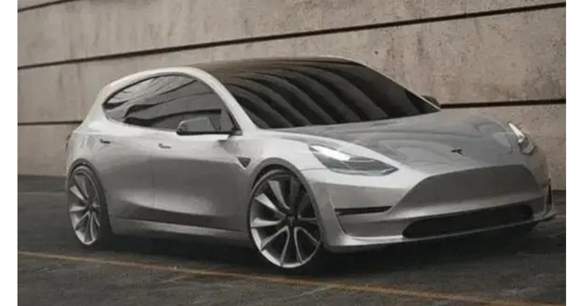 Prototype en 3D de la future Tesla Model Q grise au design compact et sportif