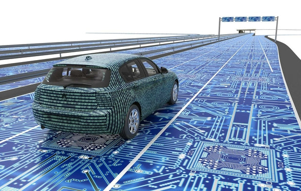 Illustration conceptuelle de la cybersecurite automobile et du vol de voiture high tech