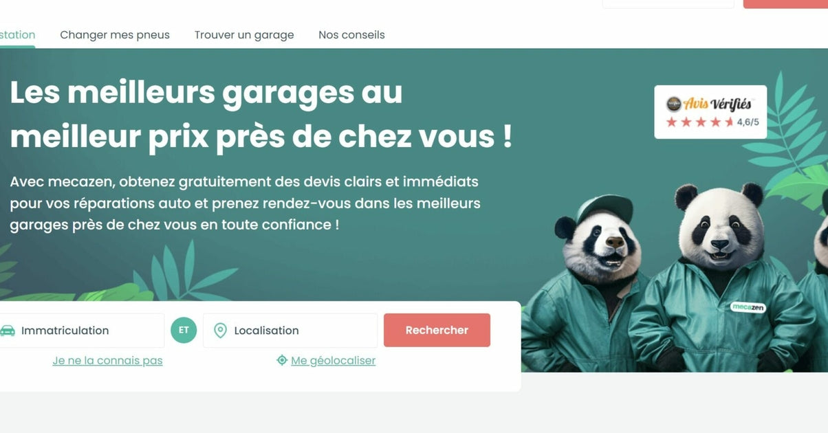 Interface Mecazen pour comparer les meilleurs garages auto et changer ses pneus au meilleur prix