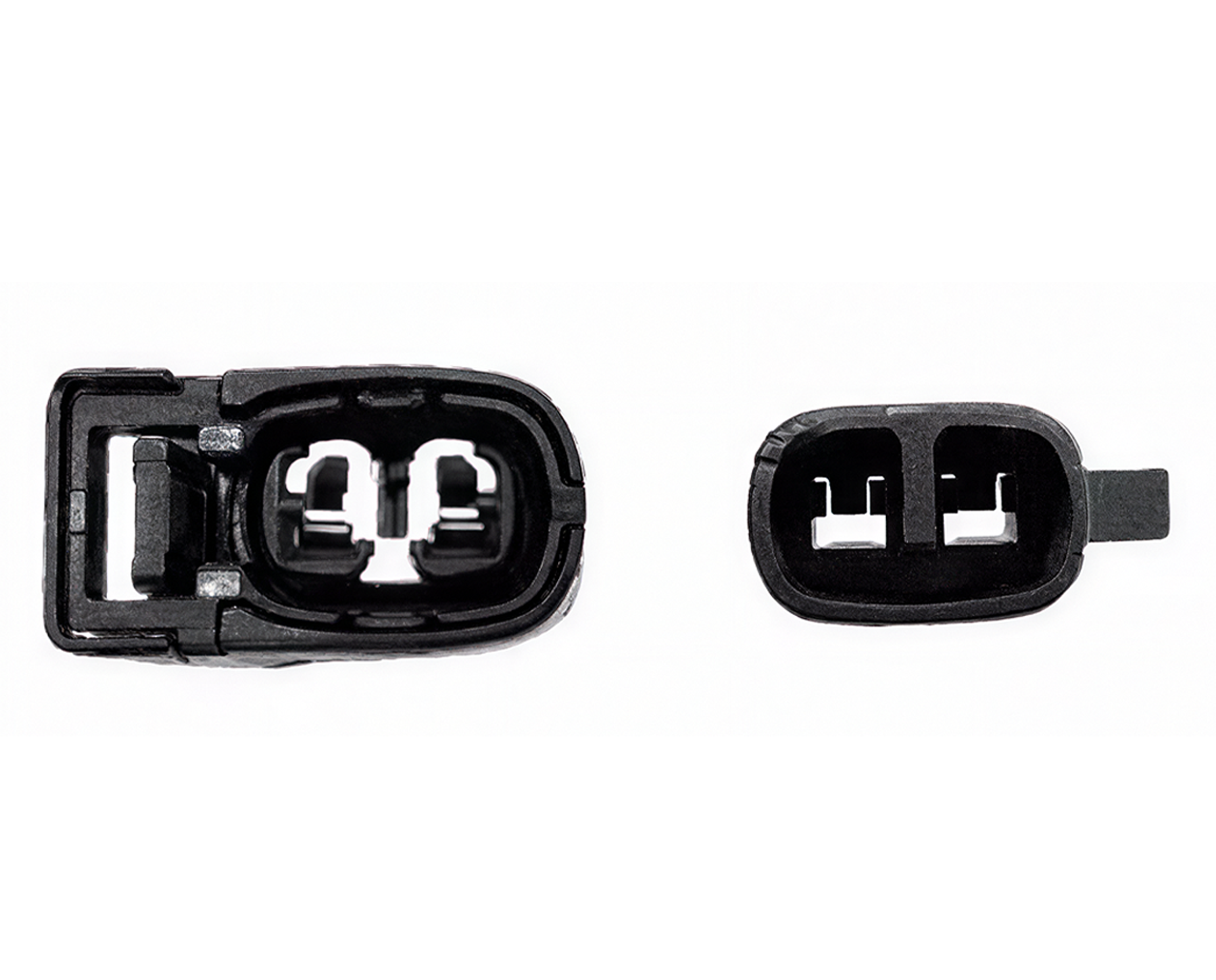 Vue interieure des fiches d un connecteur electrique a 2 broches pour Renault Clio