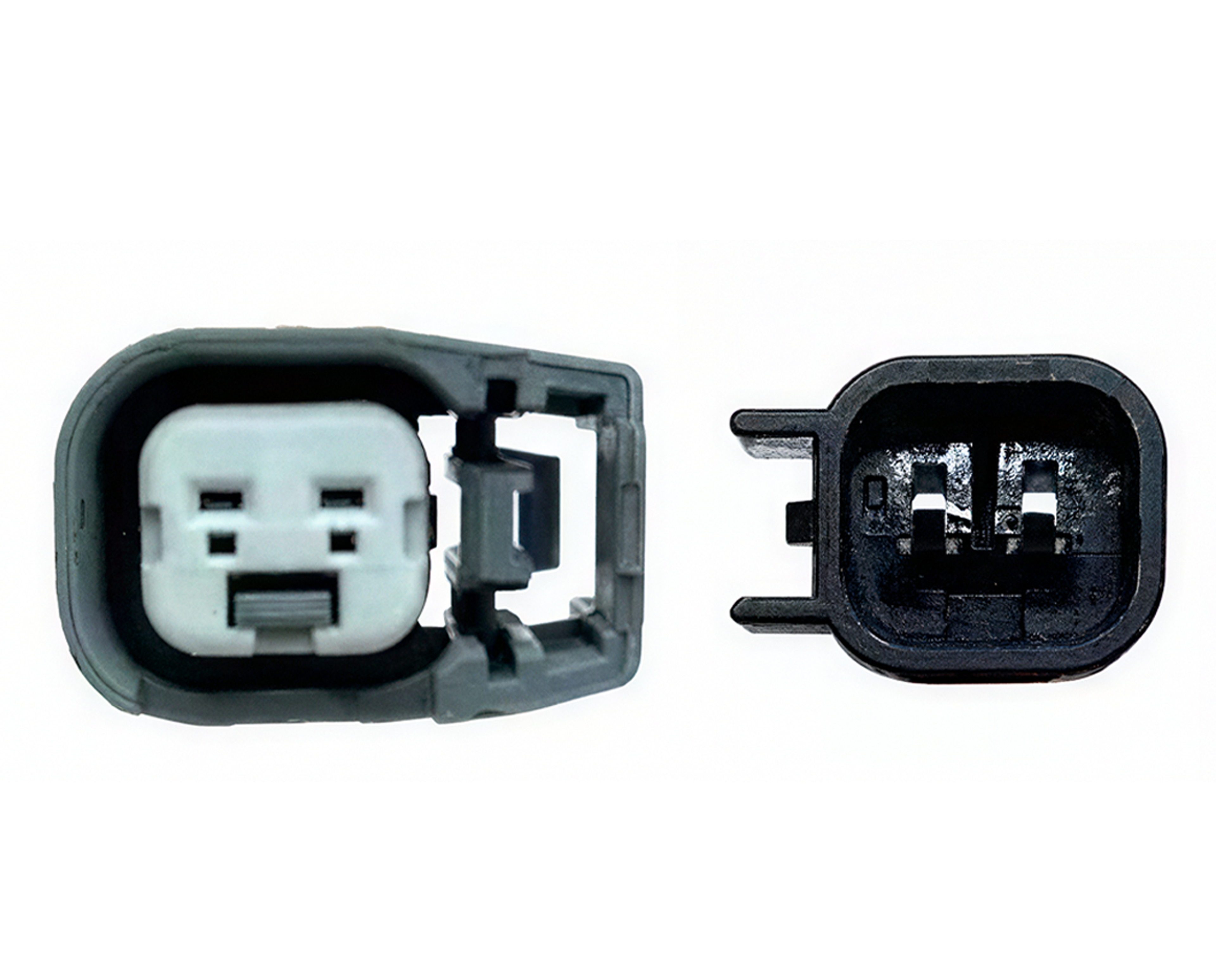 Vue de face du connecteur Bosch à deux broches gris et noir pour diagnostic auto