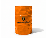 Baril decoratif orange avec le logo de la marque automobile de luxe Lamborghini