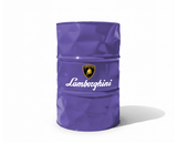 Baril decoratif violet de style industriel avec le logo de la marque automobile Lamborghini