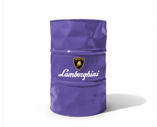 Baril decoratif violet orne du logo officiel Lamborghini pour deco de garage