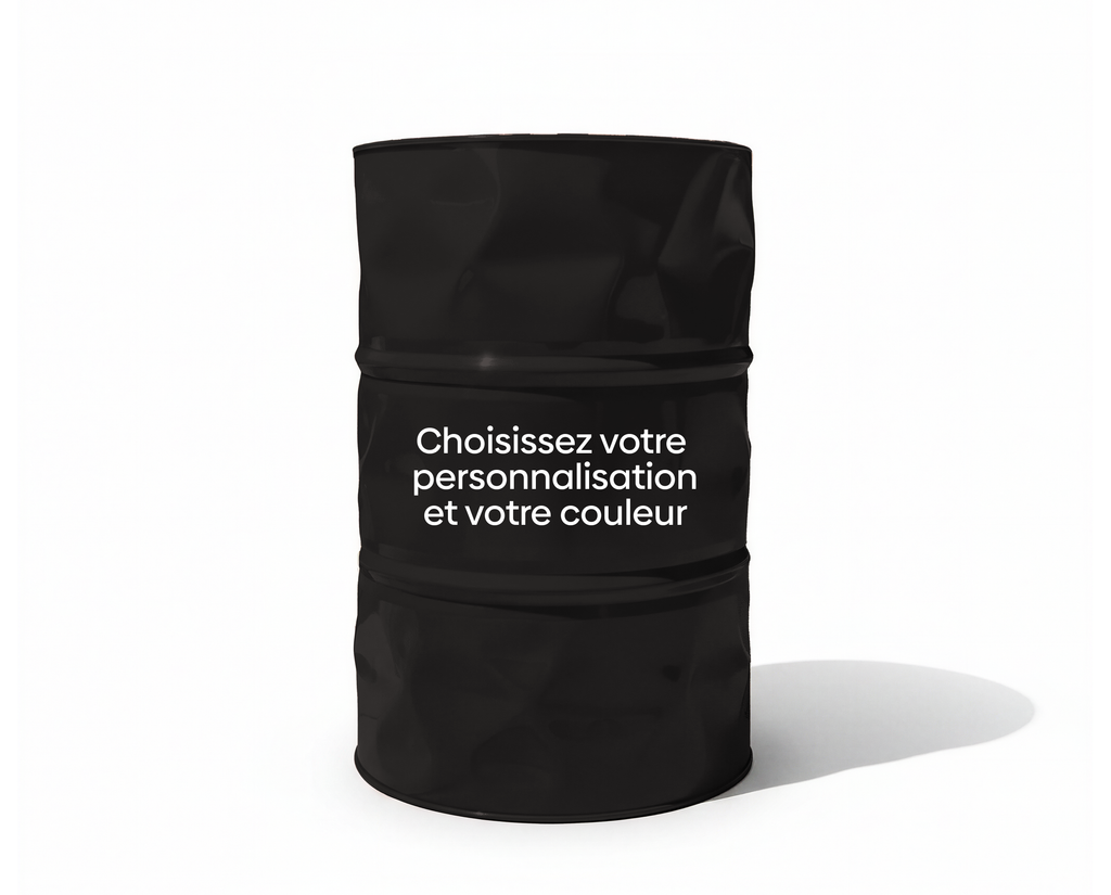 Baril decoratif noir personnalisable pour amenagement de garage ou atelier automobile