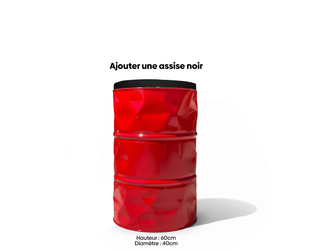 Tabouret en forme de baril de decoration rouge personnalisable de 60cm de hauteur