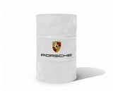 Baril decoratif blanc de marque Porsche pour la decoration de garage automobile
