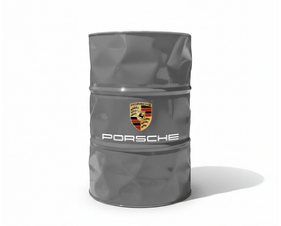 Baril decoratif gris de marque Porsche parfait pour decorer un atelier de diagnostic auto