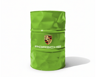 Baril decoratif Porsche vert pour decoration de garage ou atelier de diagnostic