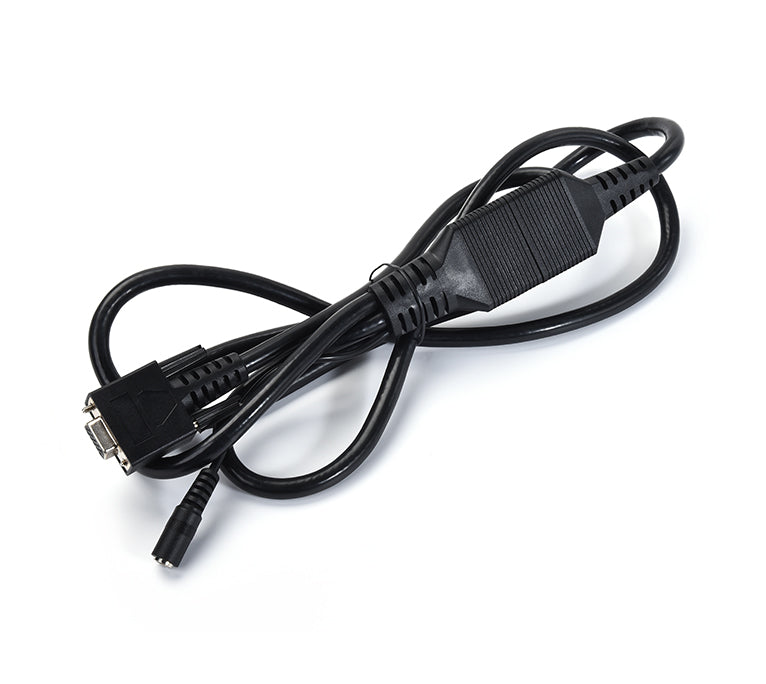 Câble principal de diagnostic iCarsoft noir avec connecteur série DB9 et prise d'alimentation