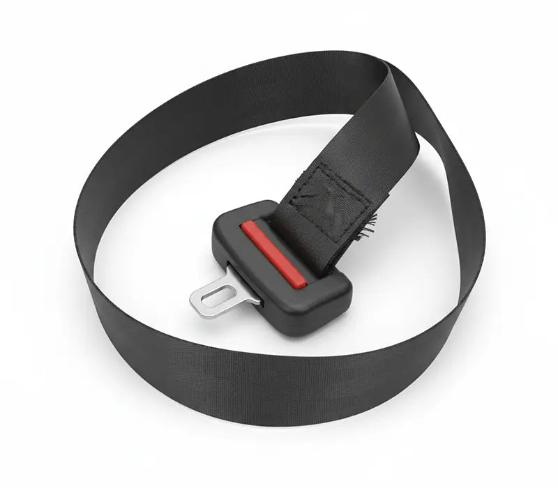 Ceinture de sécurité de voiture noire universelle enroulée avec sa boucle métallique