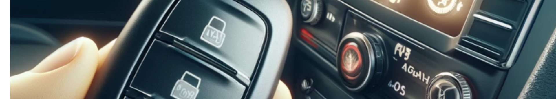 Gros plan sur un bouton de verrouillage de clé de voiture et le tableau de bord