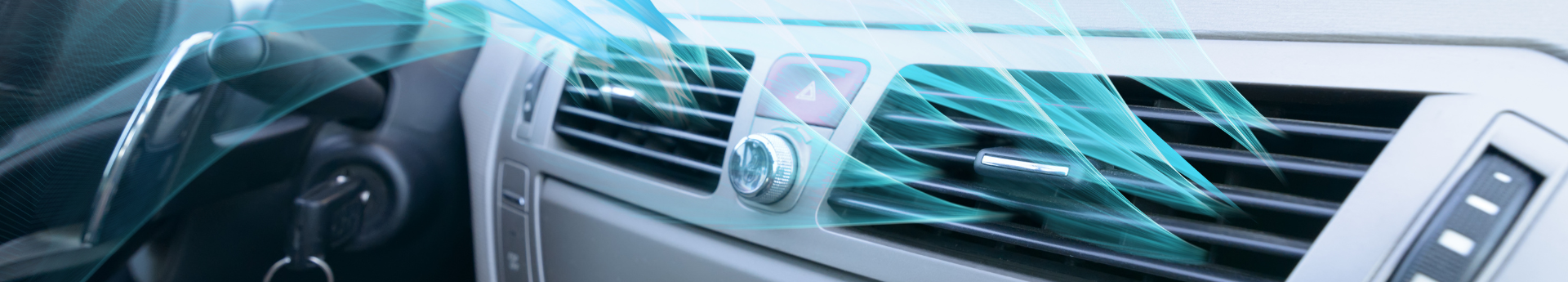 Visualisation de l'air frais sortant des bouches de climatisation d'une voiture