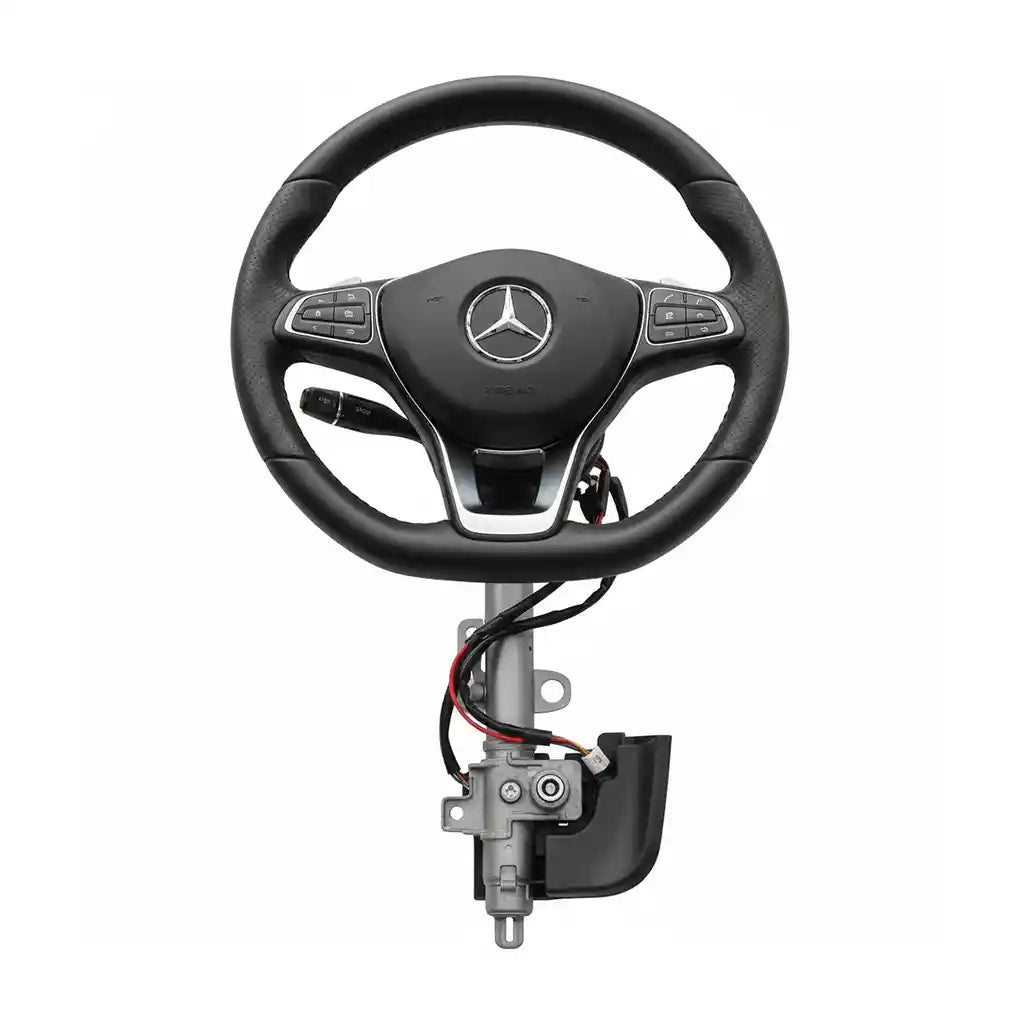 Colonne de direction automobile complete avec volant Mercedes et commandes