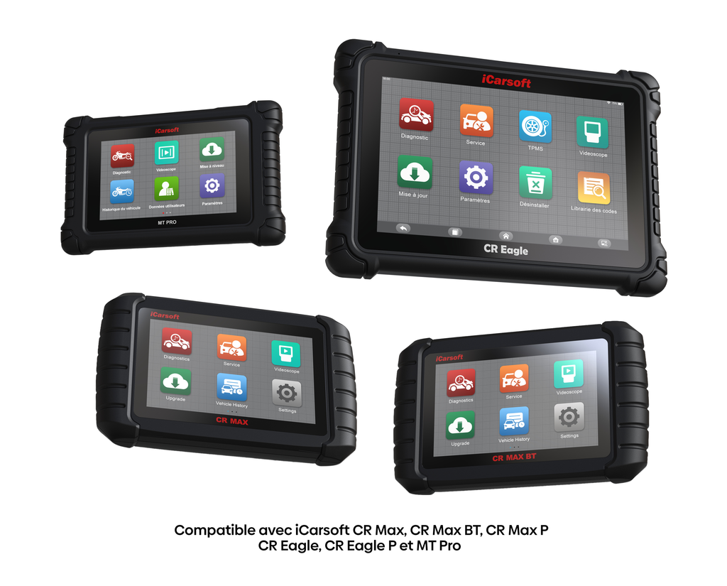 Tablettes de diagnostic auto et moto iCarsoft CR Max, CR Eagle et MT Pro