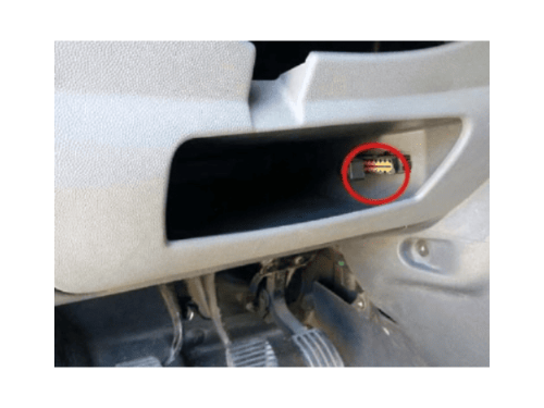 Localisation du connecteur de diagnostic OBD2 dans un Citroën Jumpy 2