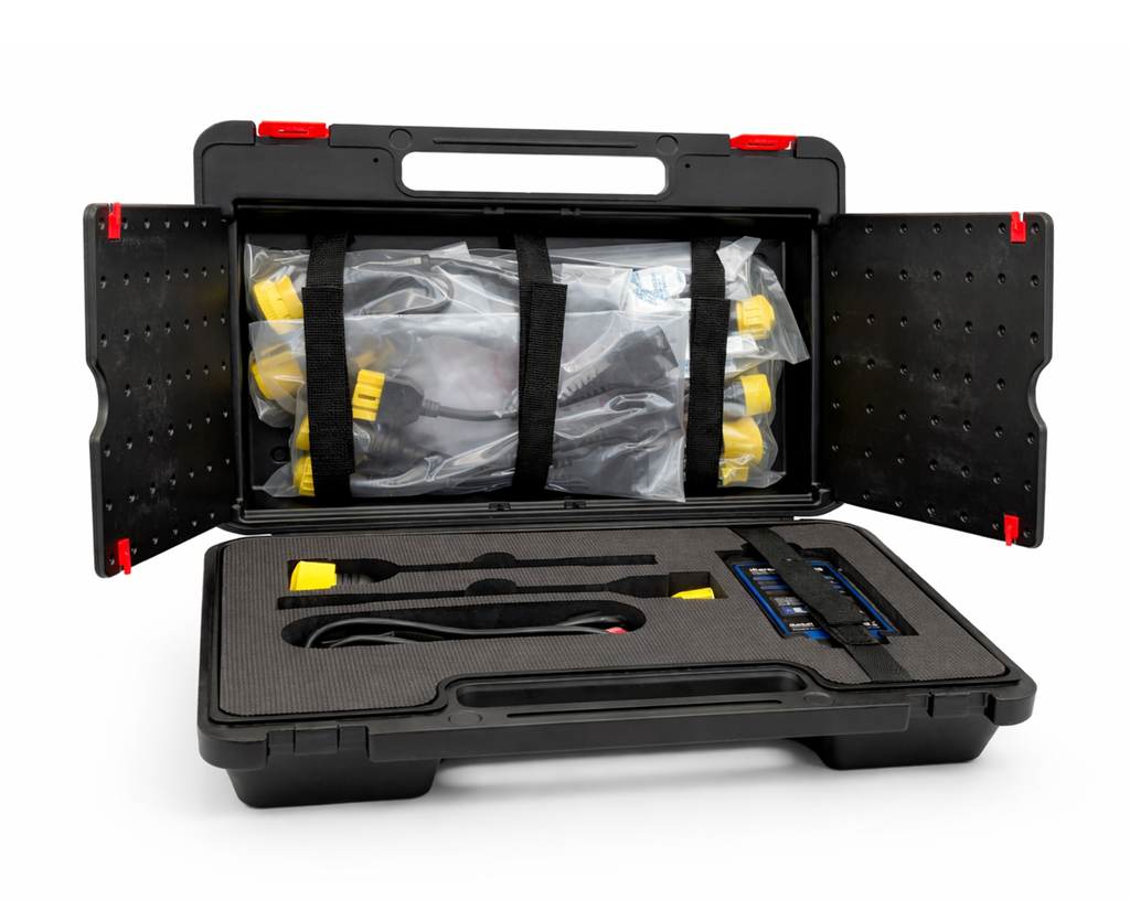 Mallette ouverte avec le kit extension poids lourds pour iCarsoft CR Ultra