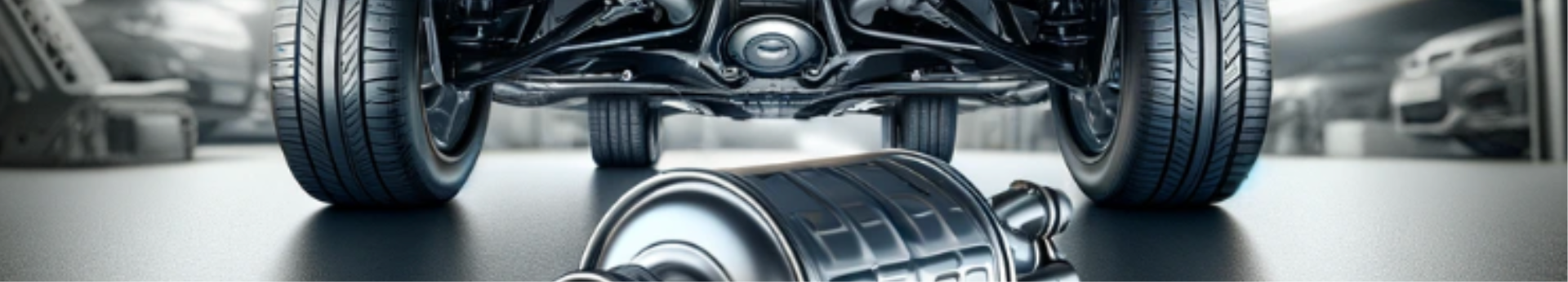 Filtre a particules neuf depose au sol sous le chassis d une voiture