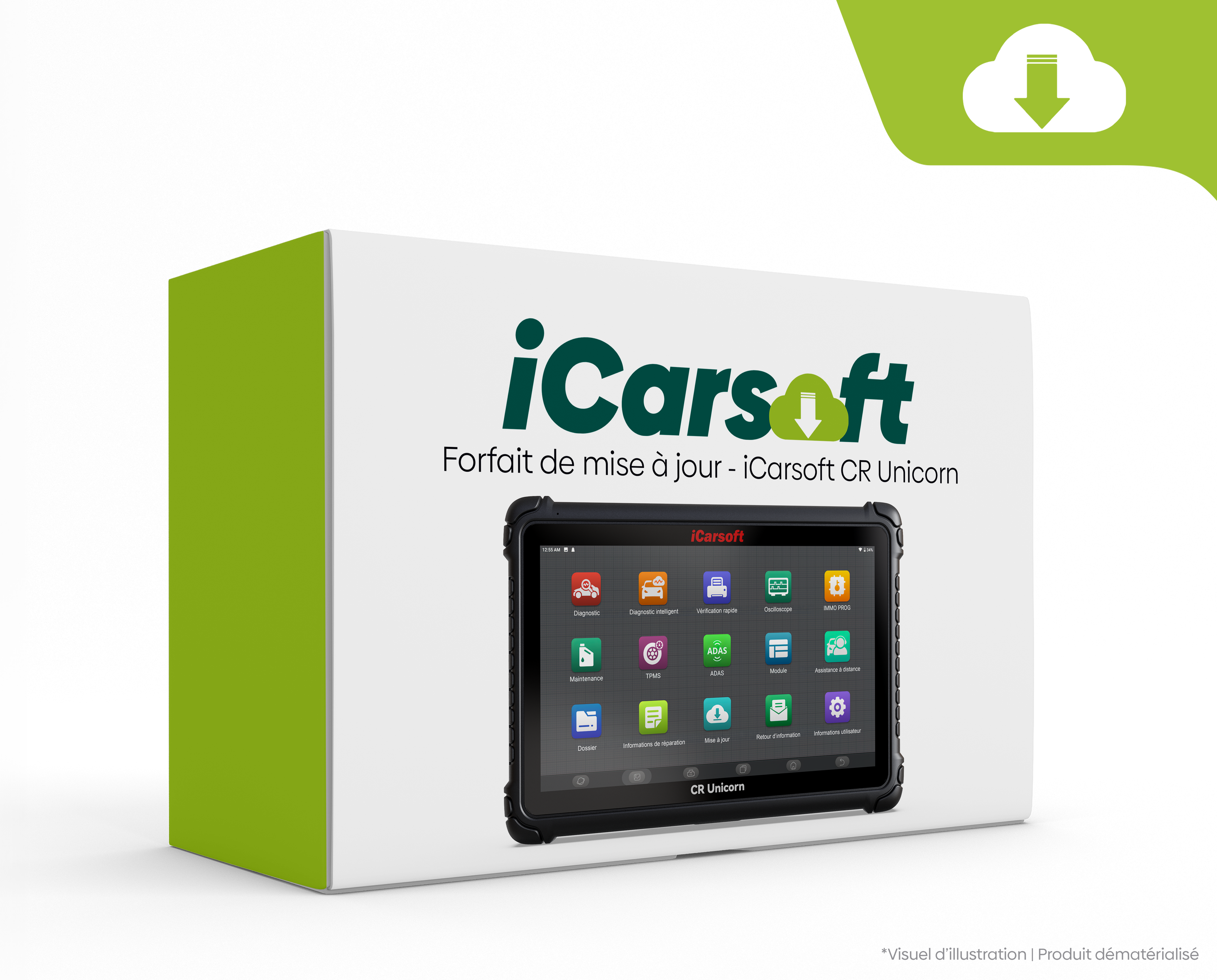 Boite de forfait de mise a jour logicielle pour la valise de diagnostic de niveau professionnel iCarsoft CR Unicorn