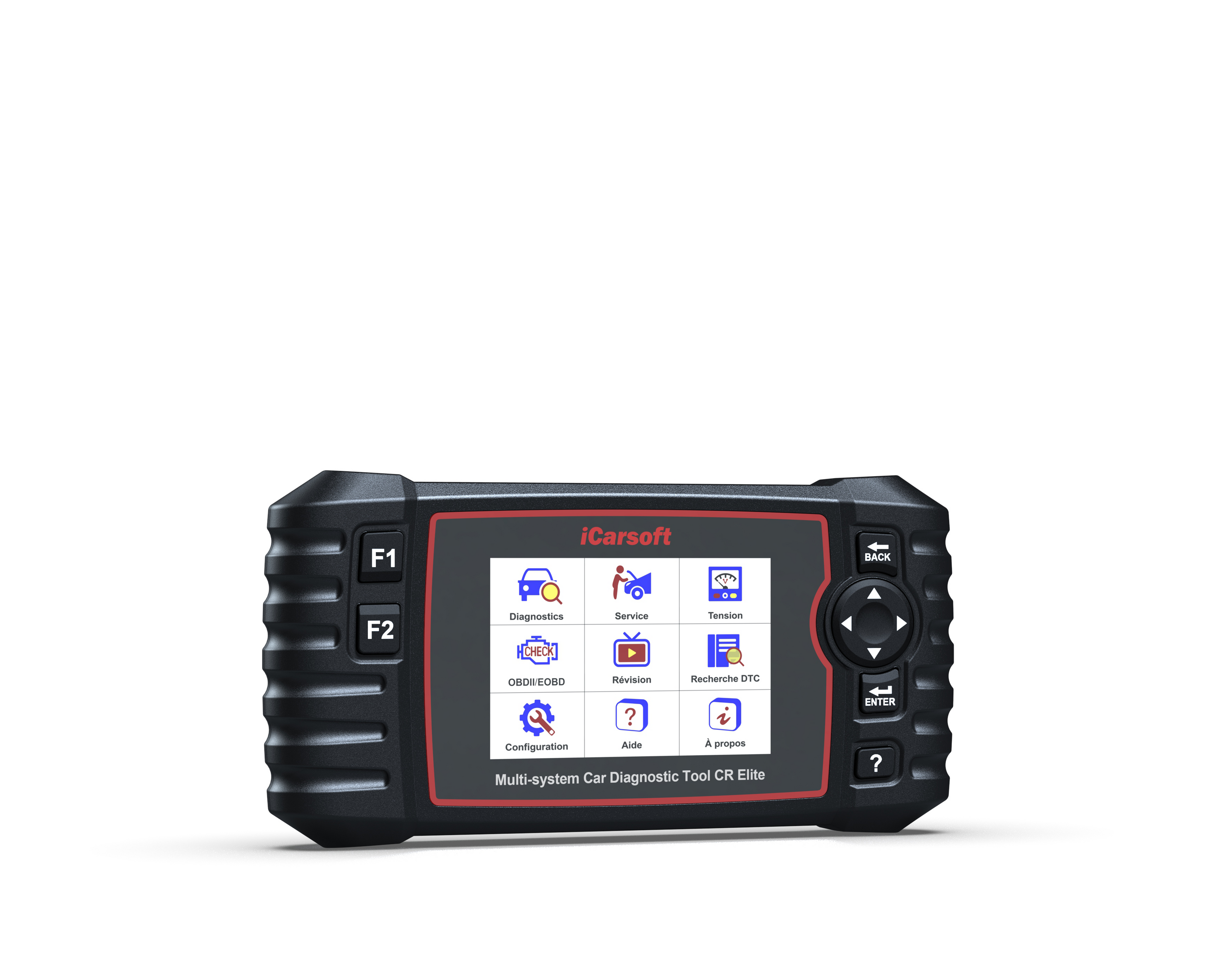 Valise de diagnostic multimarque iCarsoft CR Elite avec écran couleur et boutons de navigation