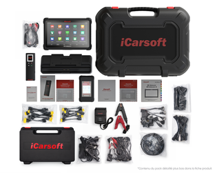 Pack complet de la valise de diagnostic multimarque iCarsoft CR Unicorn S avec tous ses accessoires