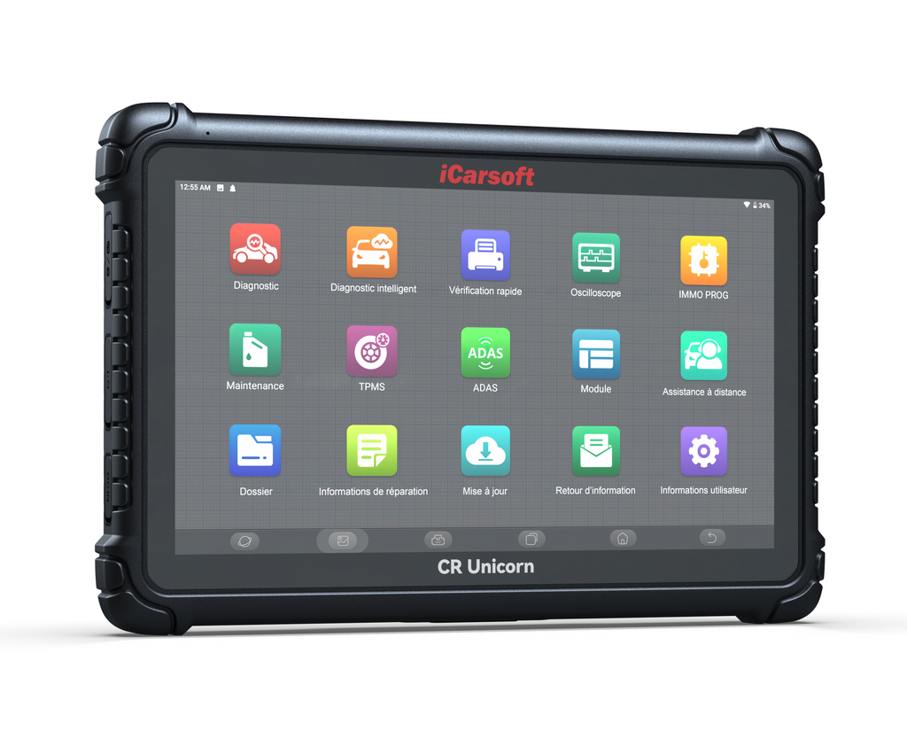 Tablette de diagnostic automobile multimarques iCarsoft CR Unicorn avec menu en francais