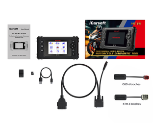 Valise diagnostic iCarsoft MT V6 pour moto KTM avec câbles et boîte