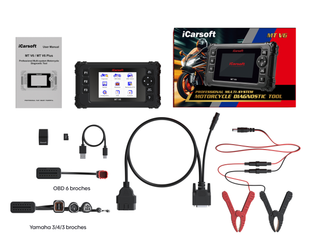 Pack complet de diagnostic moto iCarsoft MT V6 avec adaptateur OBD Yamaha