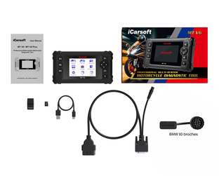 Pack diagnostic moto iCarsoft MT V6 complet avec adaptateur BMW 10 broches