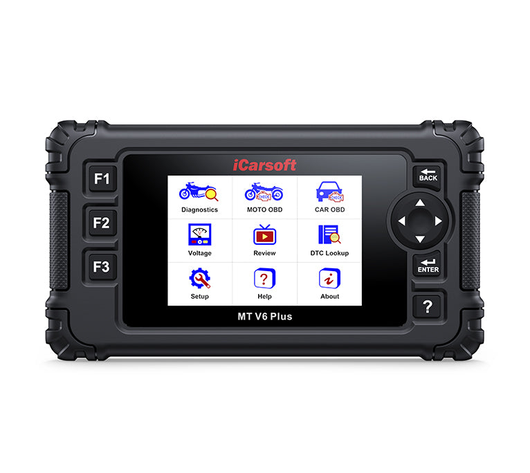 Valise de diagnostic multimarque iCarsoft MT V6 Plus pour motos avec son ecran de menu