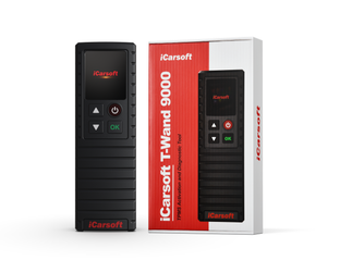 Module de diagnostic TPMS iCarsoft T-Wand 9000 à côté de sa boîte d'origine