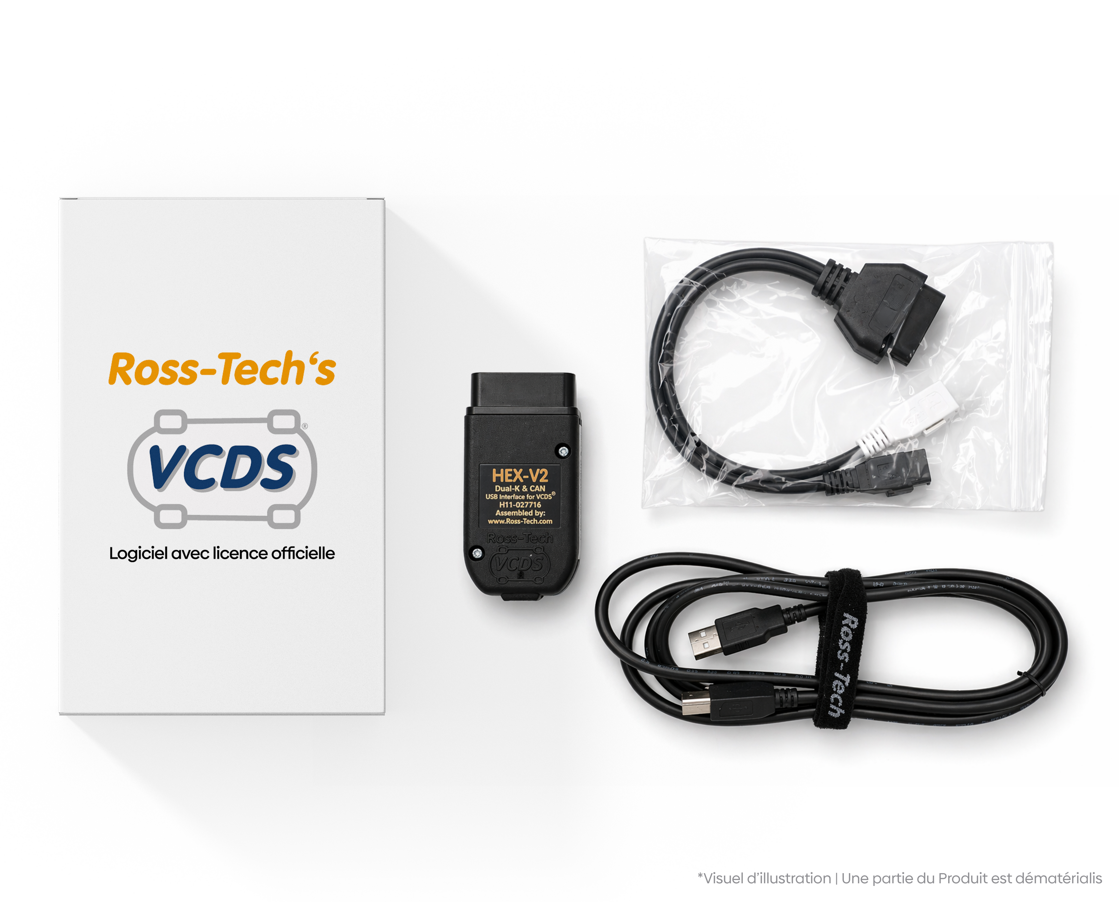 Interface de diagnostic Ross Tech HEX V2 Pro avec boite d origine et cables de connexion