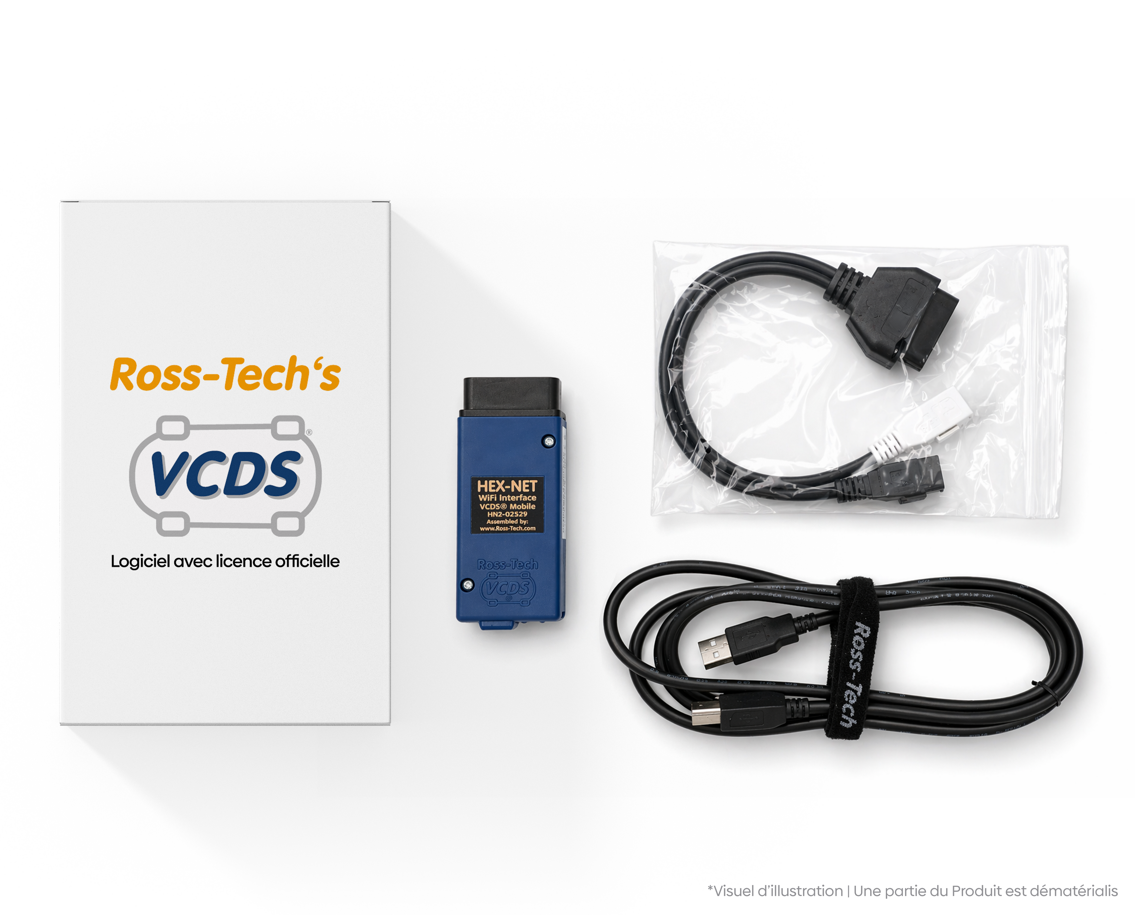 Interface de diagnostic Ross-Tech HEX-NET Pro avec cables et boite