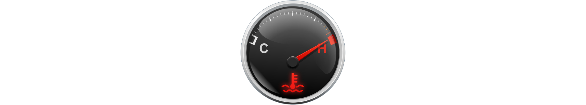 Illustration d une jauge de temperature moteur avec aiguille sur le rouge indiquant une surchauffe