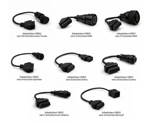 Ensemble de huit câbles adaptateurs OBD2 pour le diagnostic de camions et poids lourds