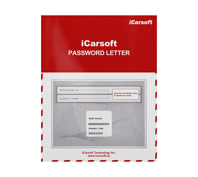 Lettre d activation officielle iCarsoft contenant le mot de passe et le numero de serie du CR Ultra