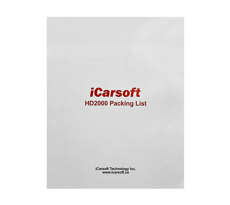 Notice et liste de colisage papier pour la valise diagnostic camion iCarsoft HD2000