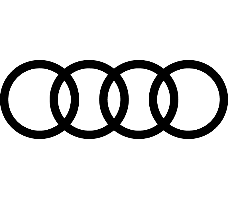 Logo officiel de la marque automobile allemande Audi représenté par ses quatre anneaux