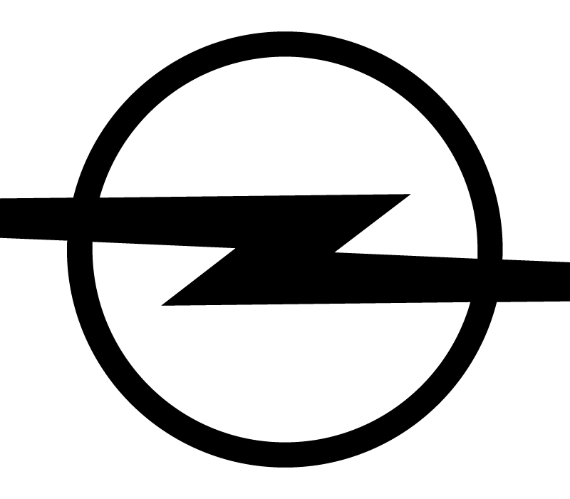 Logo officiel de la marque automobile allemande Opel en noir sur fond blanc