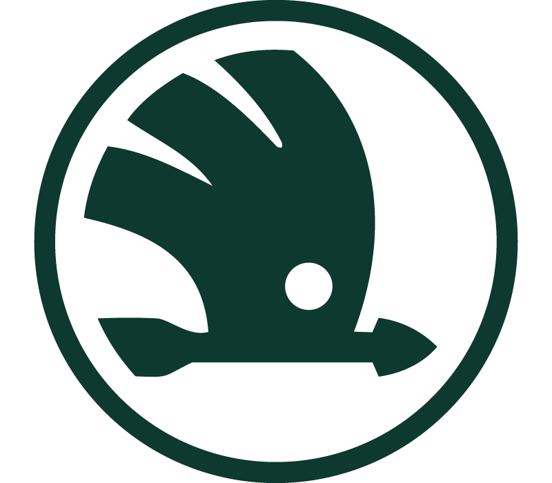 Logo officiel de la marque automobile Skoda de couleur vert foncé