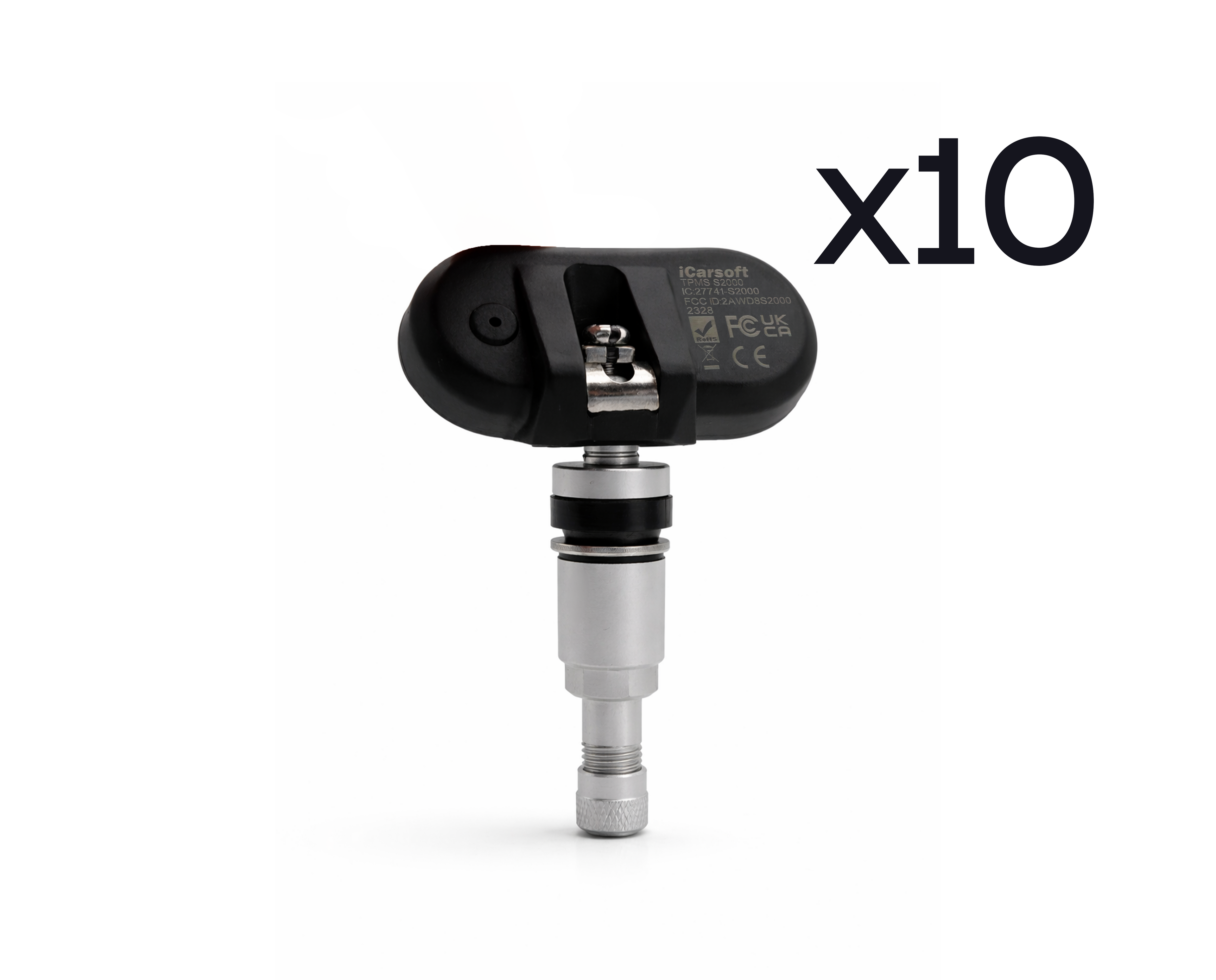 Lot de dix capteurs de pression de pneu iCarsoft TPMS S2000 avec valves métalliques