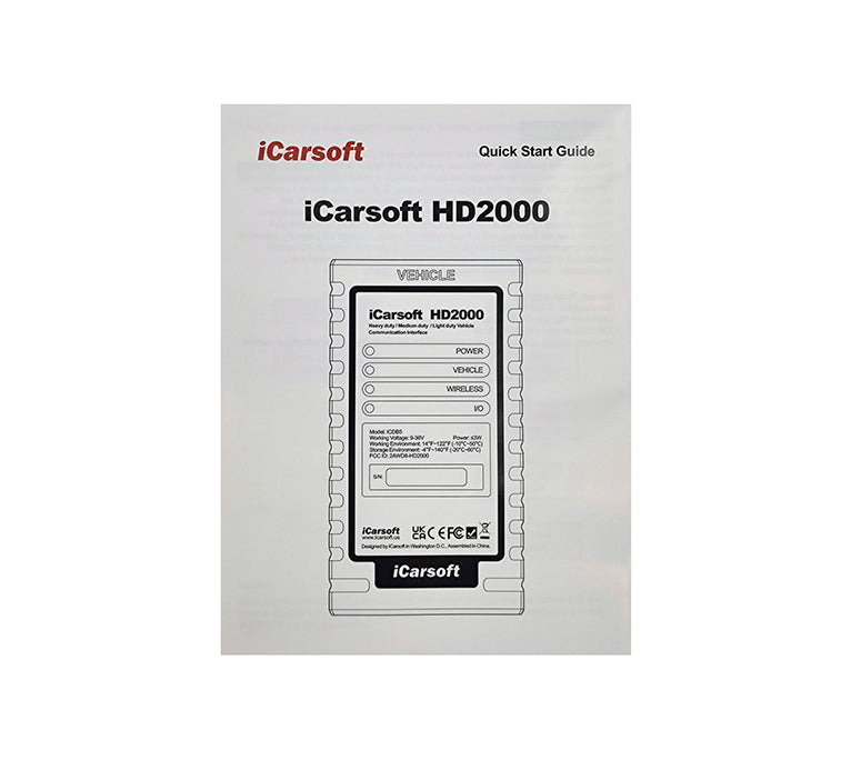 Guide de démarrage rapide de la valise de diagnostic iCarsoft HD2000