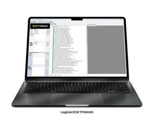 Ordinateur portable affichant l interface du logiciel de reprogrammation moteur ECM Titanium