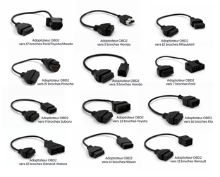 Ensemble de 12 adaptateurs OBD2 pour diagnostic automobile multimarque iCarsoft