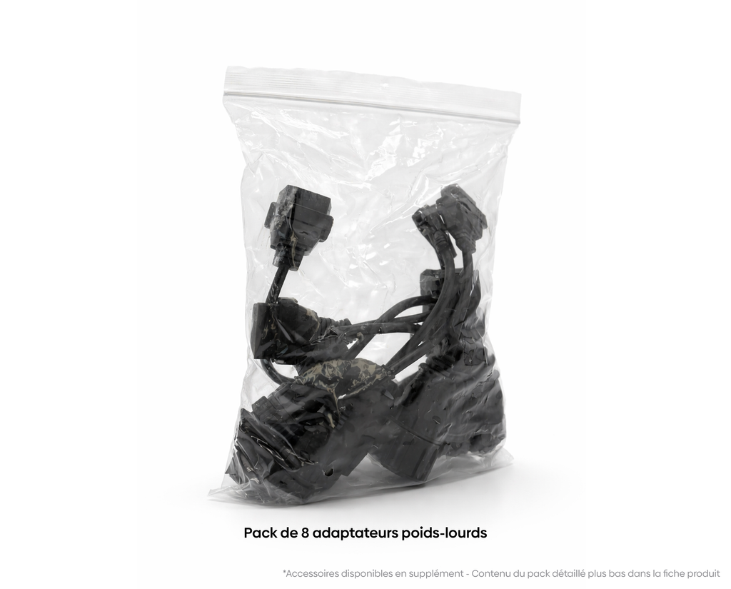 Sachet scellé contenant le pack de 8 adaptateurs de diagnostic pour camions et poids lourds