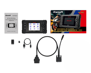 Pack de diagnostic moto iCarsoft MT V6 Triumphe avec ses câbles de connexion et sa notice d utilisation