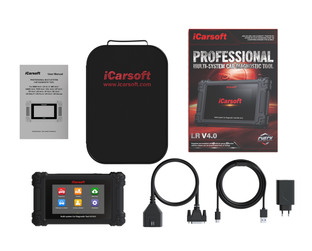 Pack complet de la valise de diagnostic auto iCarsoft LR V4 avec ses câbles et sa housse