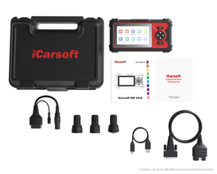 Pack complet de la valise de diagnostic pour poids lourds iCarsoft HD V4 avec accessoires