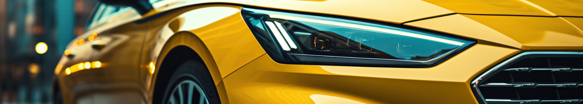Gros plan sur le phare LED moderne d une voiture de sport jaune pour diagnostic auto