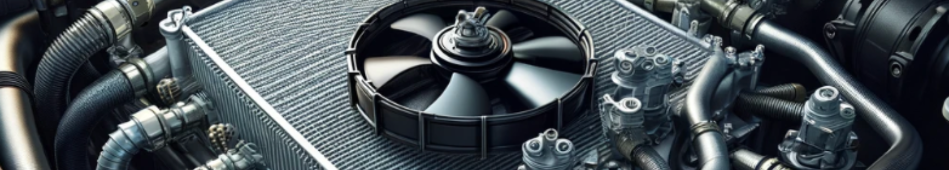 Gros plan sur un radiateur de voiture avec son ventilateur de refroidissement